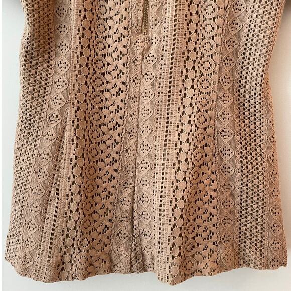 Banana Republic Lace Overlay Blouse Short Sleeve Zipper Office Date Elegant 8 - Picture 9 of 12